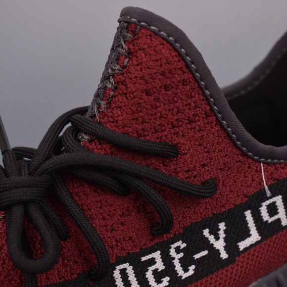 Yeezy 350 V2 Red Grey Color Block Sneakers - Picture 7 of 9
